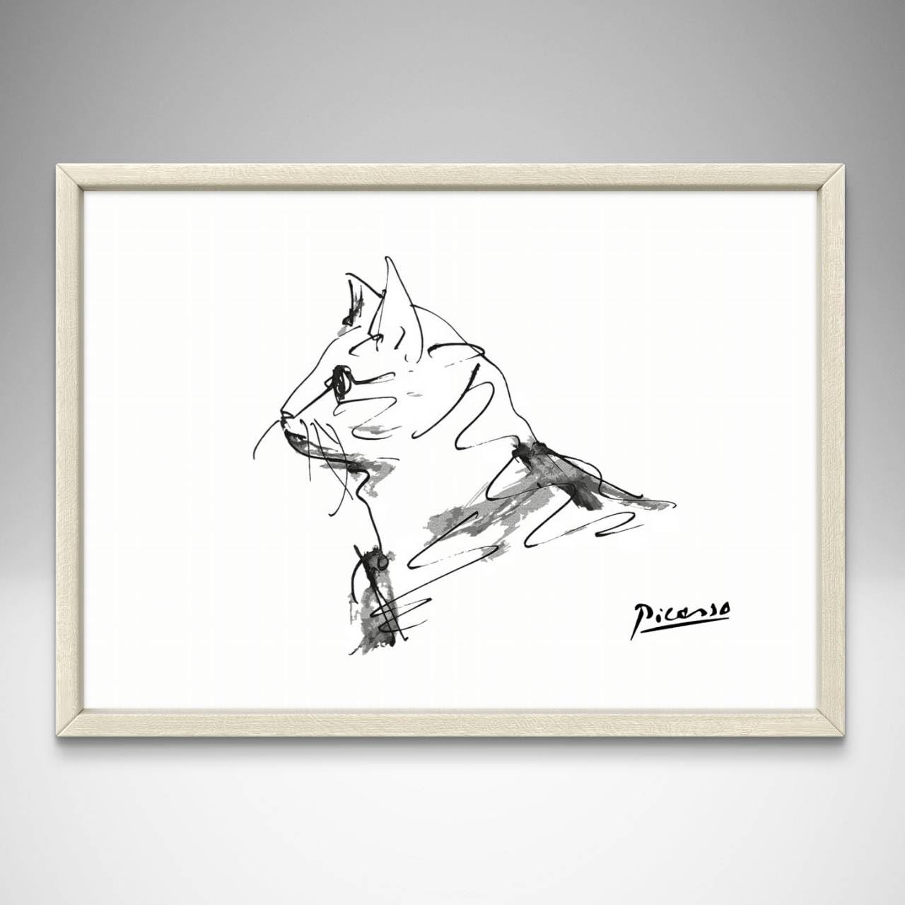 Amazon.co.jp: ピカソ ネコの絵 デッサン画 A4サイズ フレーム付き